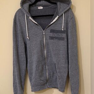 TOMS unisex Distressed Women's Gray Zip-Up Hoodie